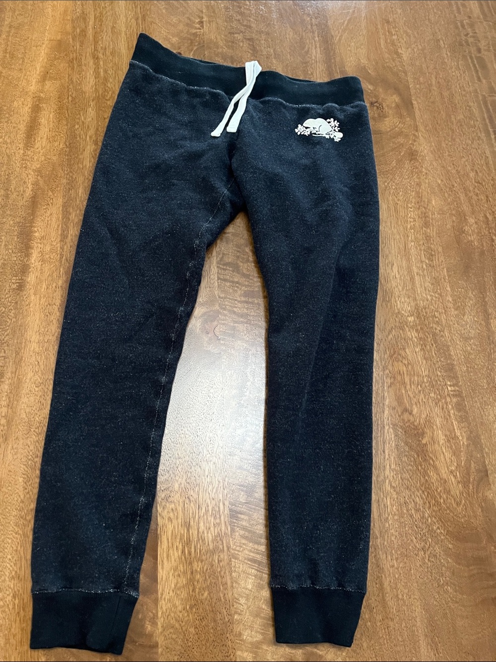 Roots Black Jogger Sweatpants with White Drawstring